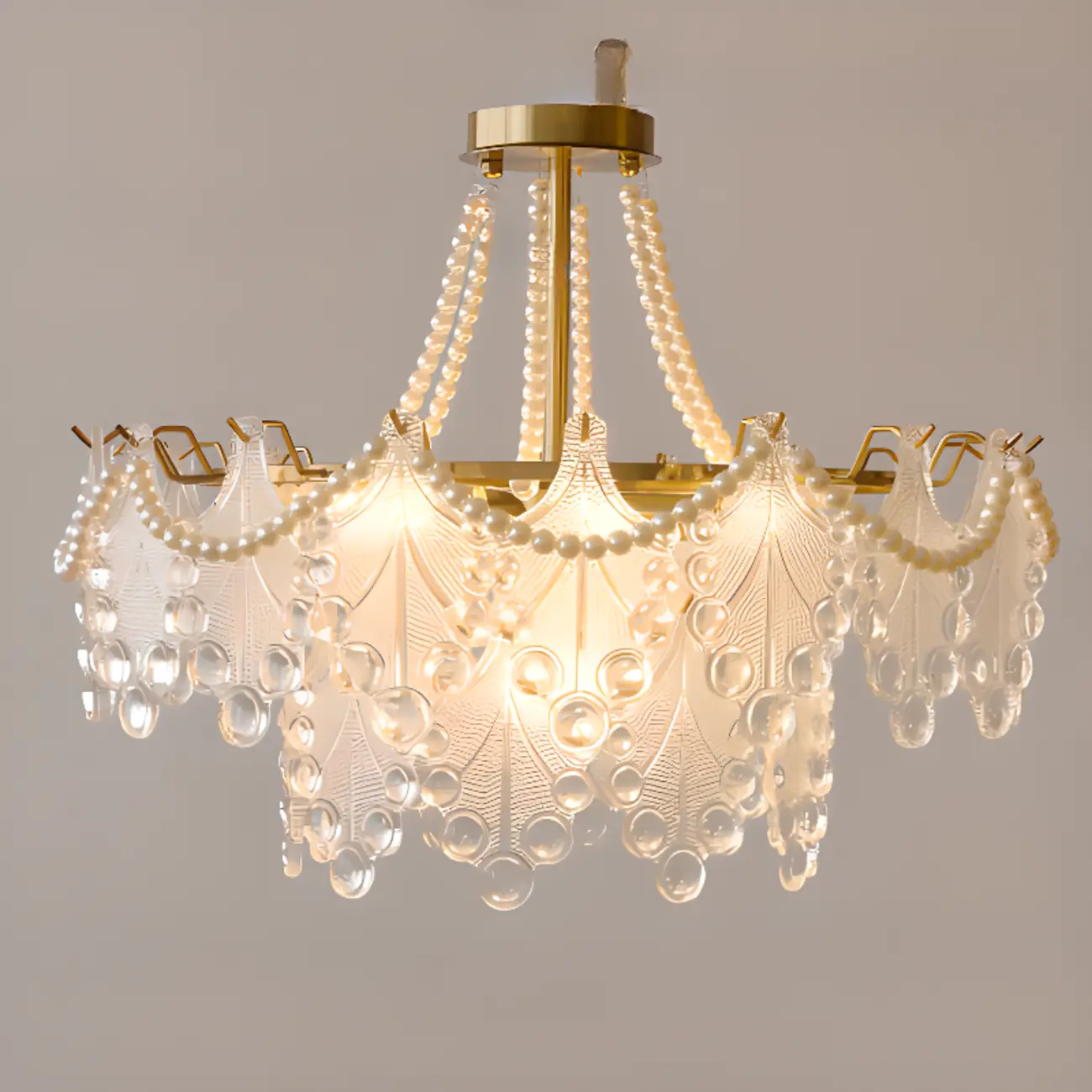Gold Crystal Beads Chandelier with Elegant Design