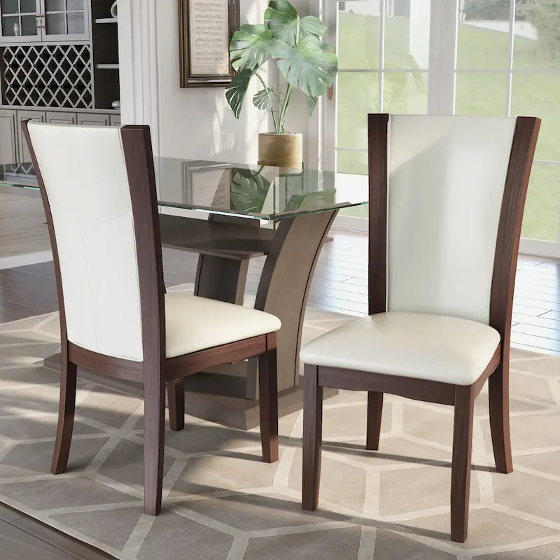 Contemporary Faux Leather Upholstered Dining Chairs by  (Set of 2)
