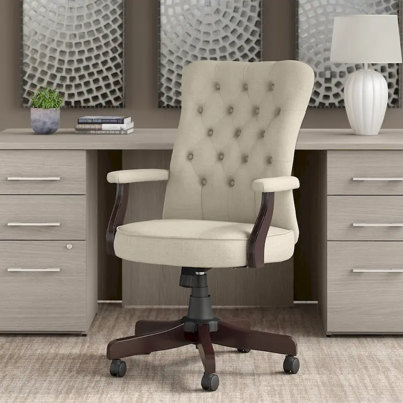High Back Tufted Office Chair with Arms by