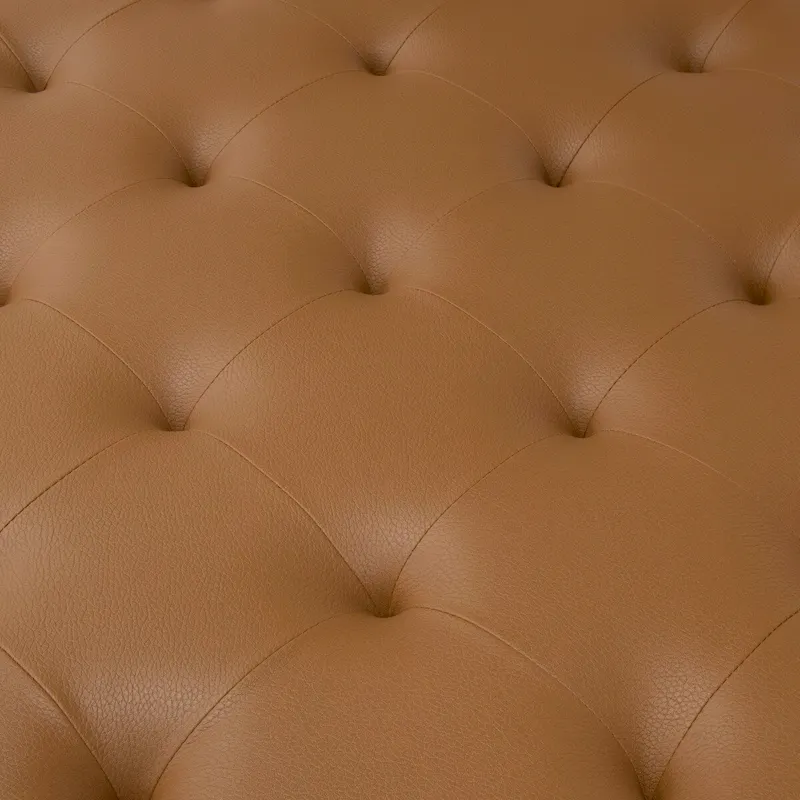 Studio Designs Home Camber Metal and Tufted Leather Large Cocktail Ottoman