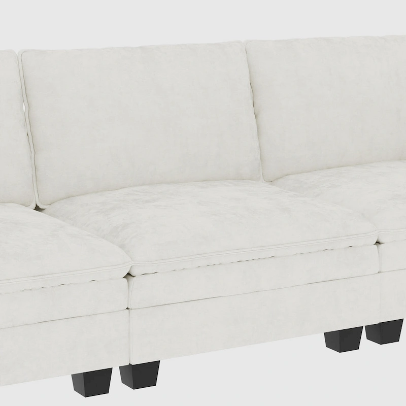 Christopher Knight Home - Noah Large 3-Seater L-Shaped Sofa with Movable Ottoman and Armrest Pockets, Fabric Upholstery