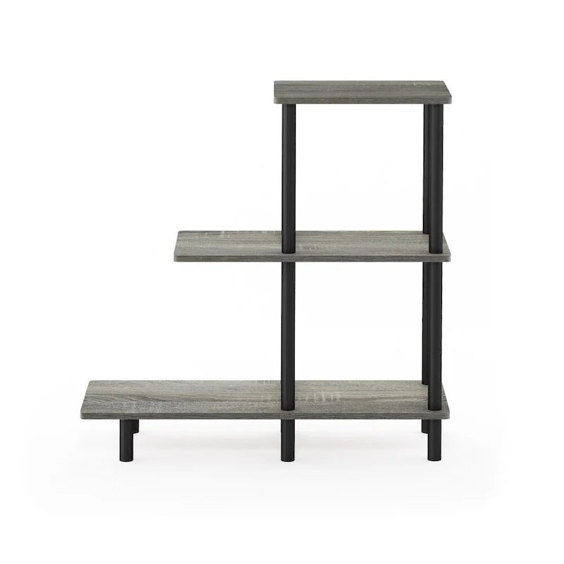 Furinno Turn-N-Tube 3-Tier Sofa Side Table Tall, Espresso/Black