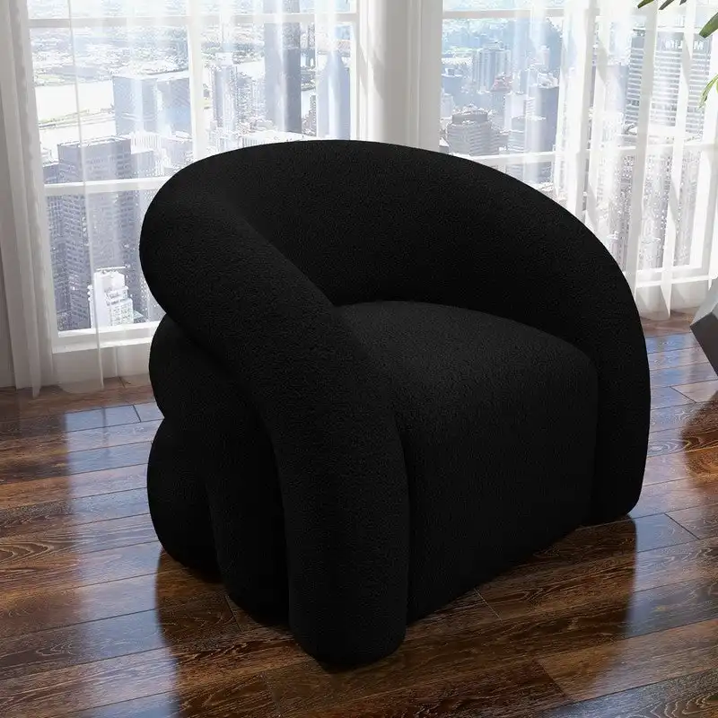 SEYNAR Modern Glam 360 Degree Swivel Teddy Upholstered Accent Armchair with Tufted Back