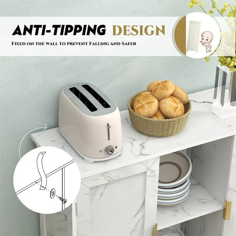 Credenza Buffet Cabinet Wooden Coffee Bar Cabinet - 11.8 D x 39.4 W x 30.7 H