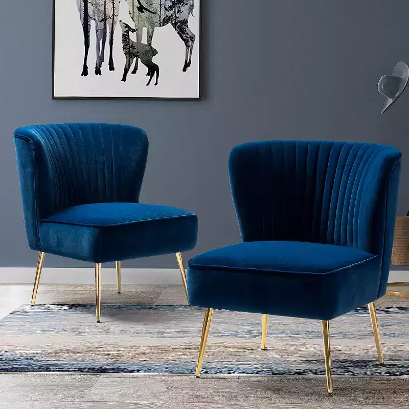 Quentin Velvet Accent Side Chair with Padded Seat Set of 2 | Karat Home