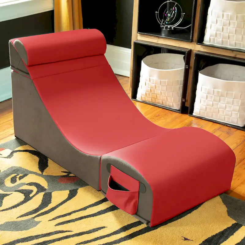 Jaxx Flexx V-Tex Convertible 3 in 1 Gamer Chair, Table, & Ottoman w/ Adjustable Headrest - Vinyl