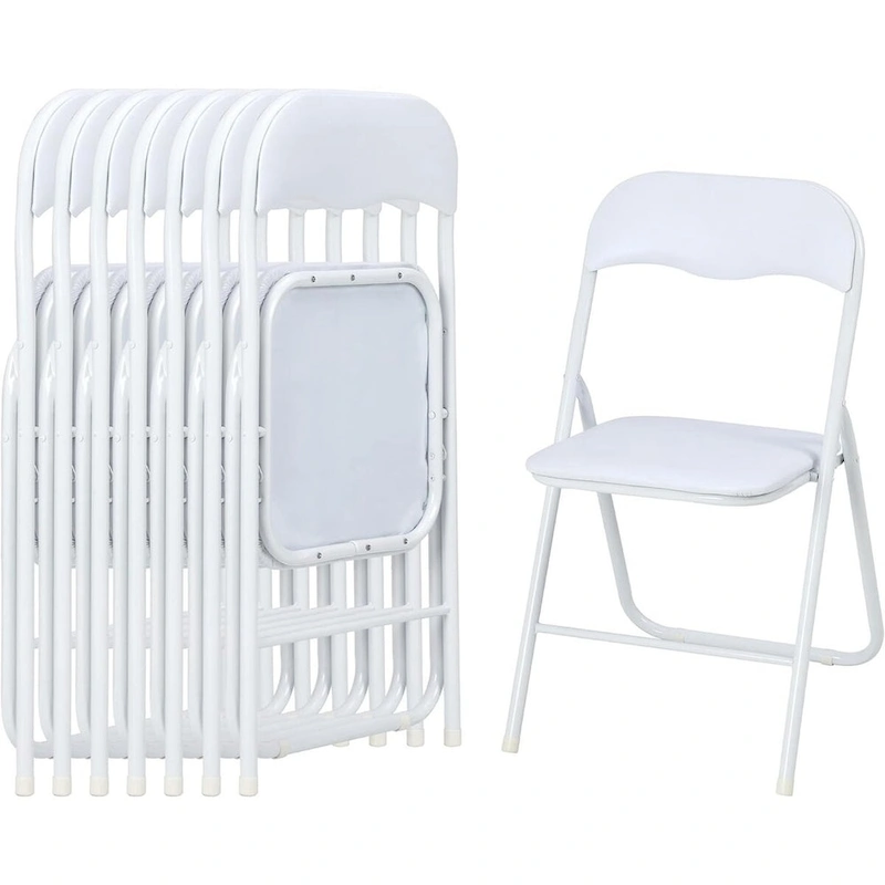 6 Folding Chairs with Cushion, with Non-Slip Feet Pads
