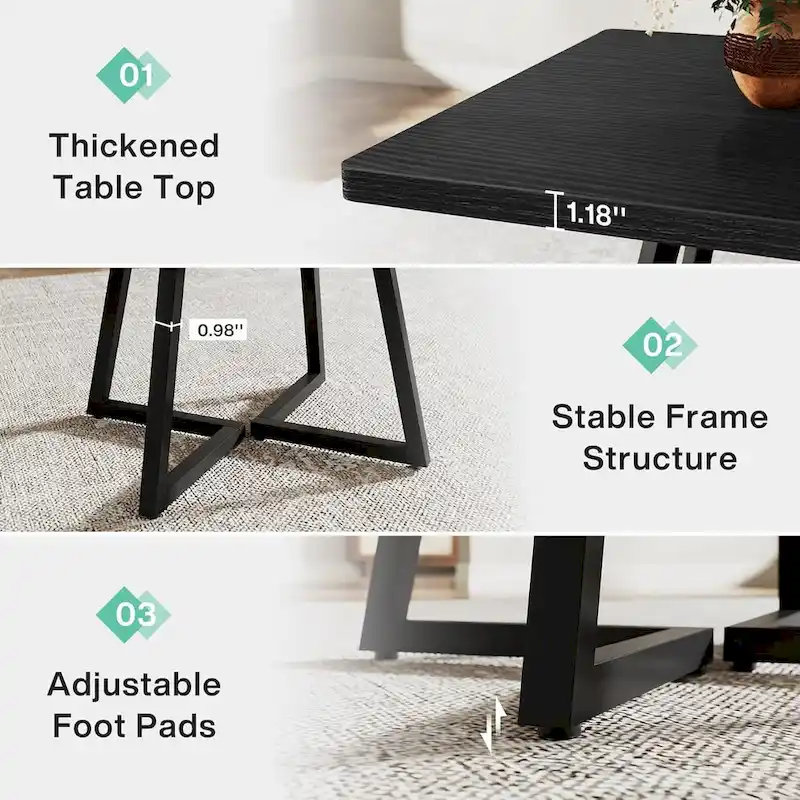 31.5 Inches Industrial Square Dinner Table with Metal Base