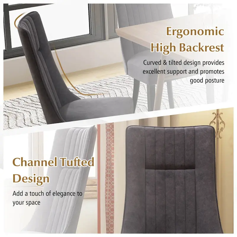 Channel Tufted Dining Chair with High Backrest