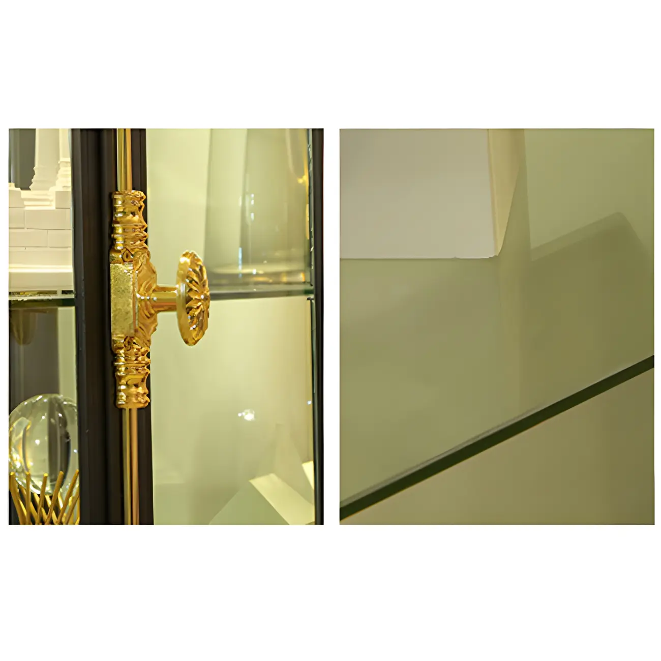 Glam Black Metal Frame Glass Curio Cabinet