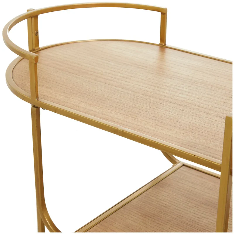 Wood Rolling 3 Shelves Bar Cart with Handles - Gold - 15W x 30L x 30H