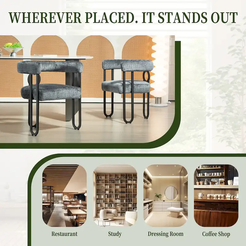 2 PCS PU Leather Upholstered Dining Chair Set wMetal Legs