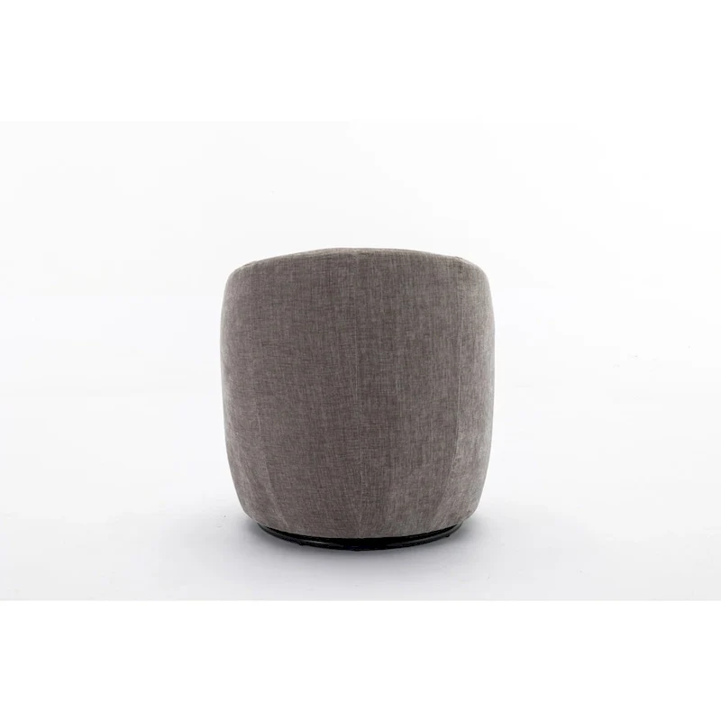 Chenille Fabric Swivel Accent Armchair Barrel Chair With Black Powder Coating Metal Ring