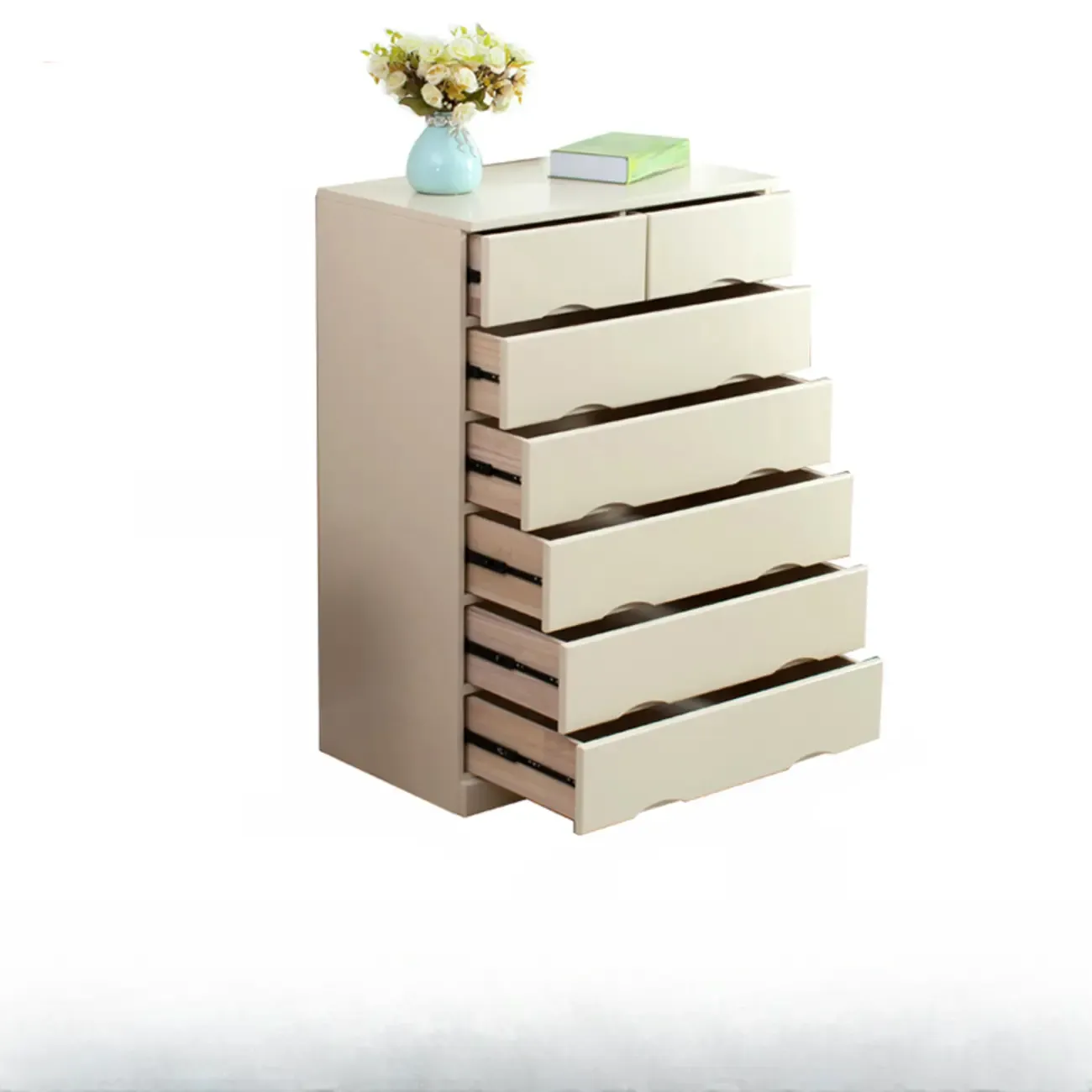 Natural Wood Double Dresser with Lockable Drawer