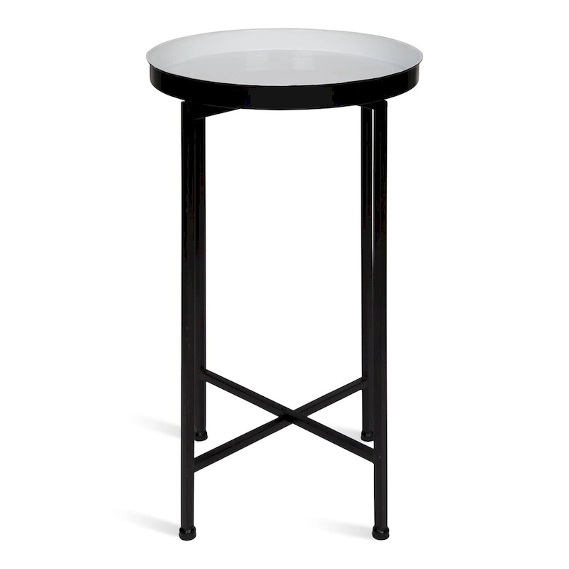 Kate and Laurel Celia Round Metal Tray/ Foldable Accent Table - 14x14x25.75