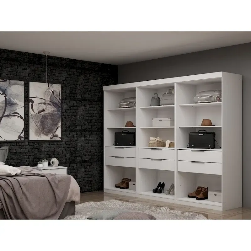 Mulberry Open 3 Sectional Modem Wardrobe Closet with 6 Drawers