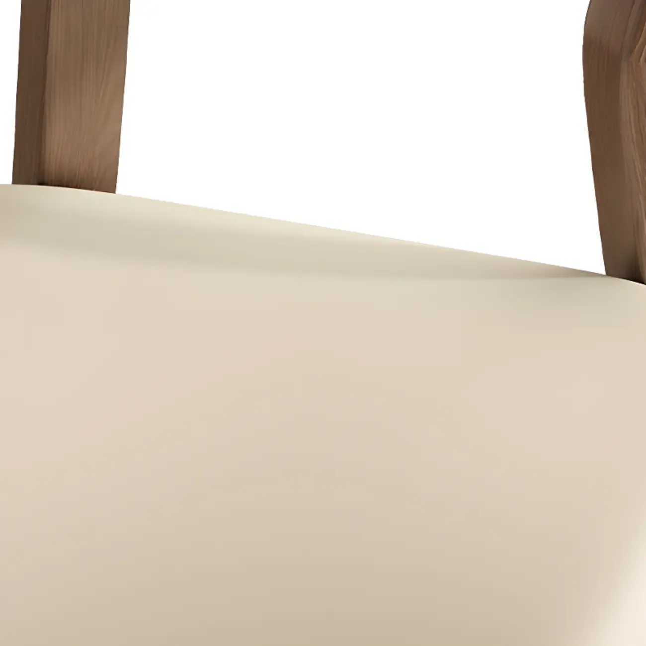 Simple Wooden Open Back Faux Leather Upholstered Dining Chair