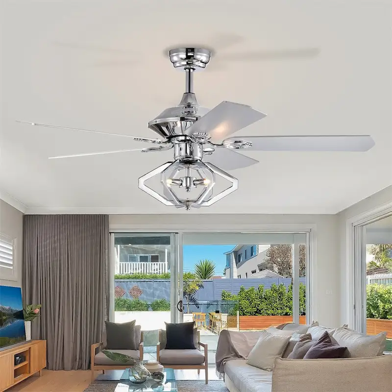 52  Dual Wood 5-Blade Crystal Ceiling Fan with Remote