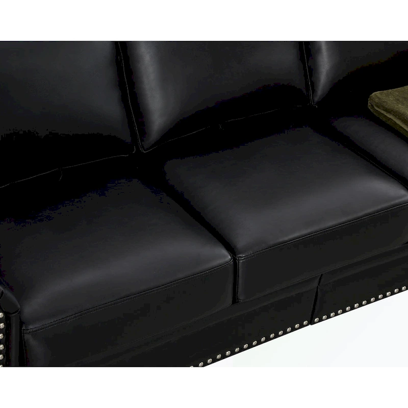 3 Seat Sofa with Rubber wood Legs and Nails finish