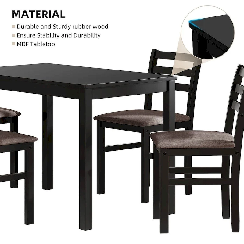 5 PCS Pub Sets Stylish Dining Table Set with 4 Upholstered Chairs