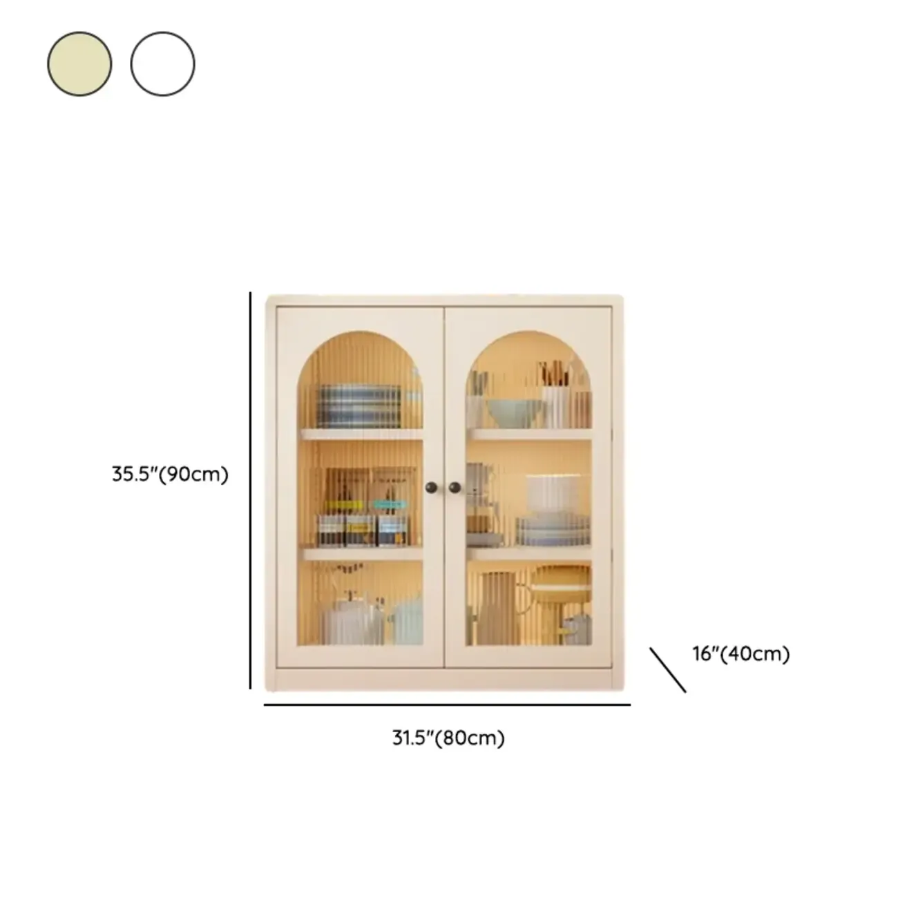 Narrow Metal White Buffet Cabinet with Drawer