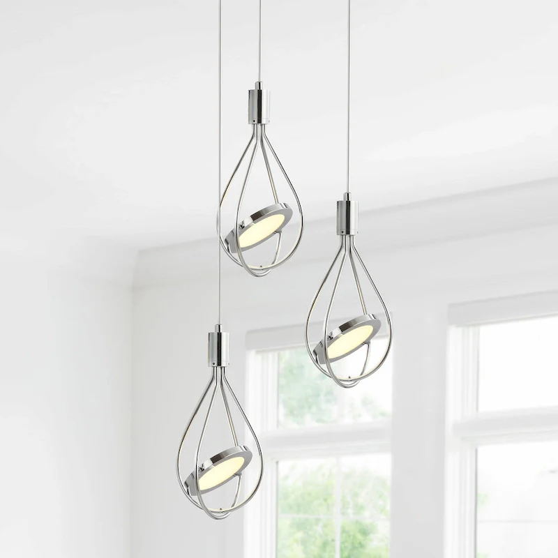 Orion 11.5  3-Light Adjustable Integrated LED Cluster Pendant, Chrome by JONATHAN Y
