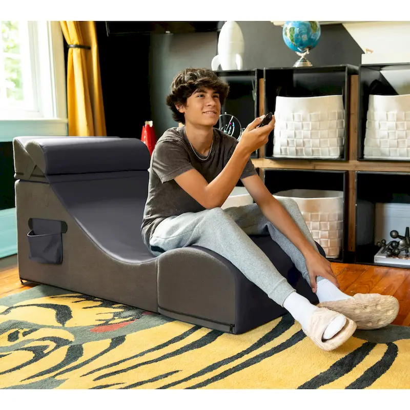 Jaxx Flexx V-Tex Convertible 3 in 1 Gamer Chair, Table, & Ottoman w/ Adjustable Headrest - Vinyl