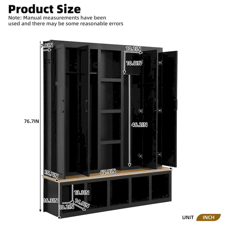 Farmhouse-Style 4-in-1 Hall Tree with Mudroom Bench