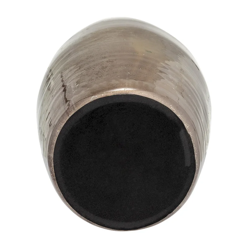 Sagebrook Home Glass Vase with Aluminum Rim and Sleek Glam Design