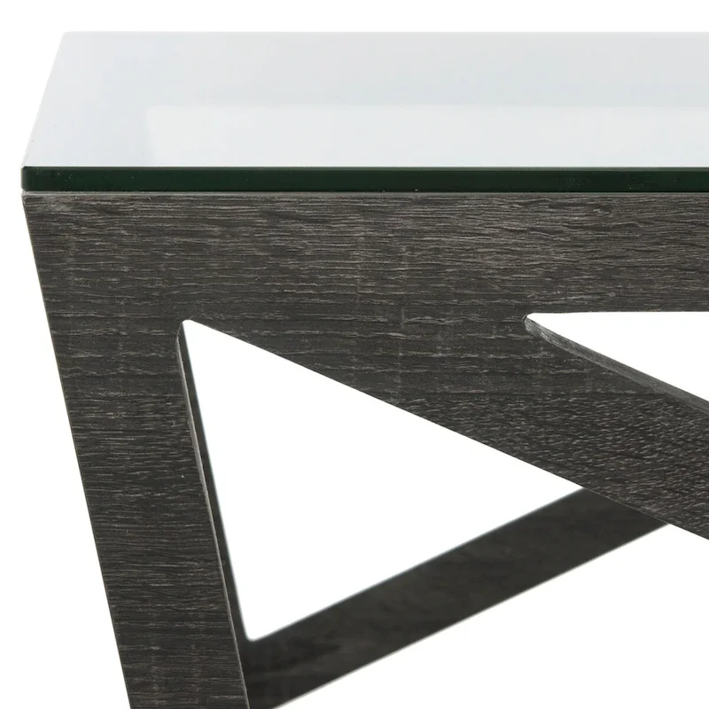 SAFAVIEH Annmarie Mid-Century Glass Top Coffee Table - 33.5 x 33.5 x 14.5 - 34Wx34Dx15H