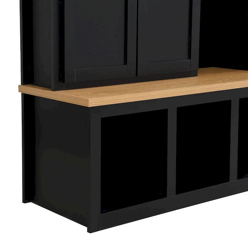 Farmhouse-Style 4-in-1 Hall Tree with Mudroom Bench