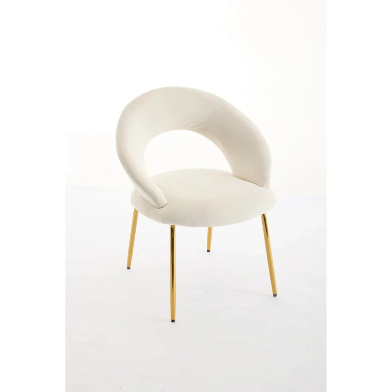 Velvet Dining Chair with Curved Backrest - Gold Legs - Single Seat