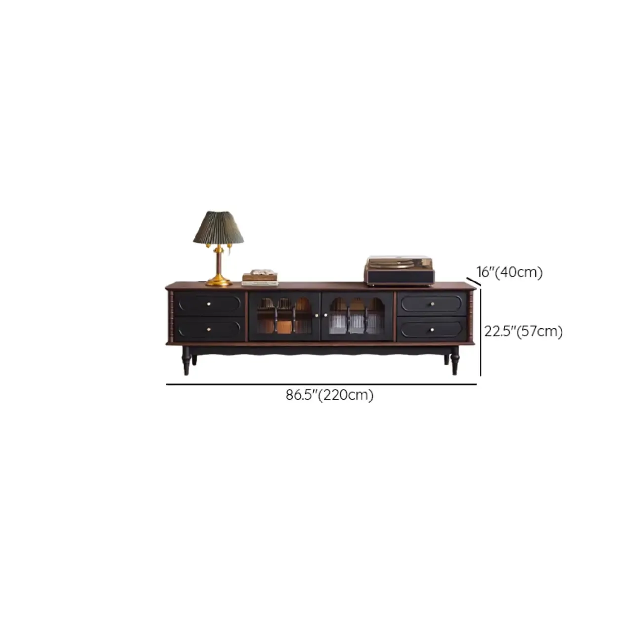 Cable Management Art Deco Wood TV Stand with Drawers