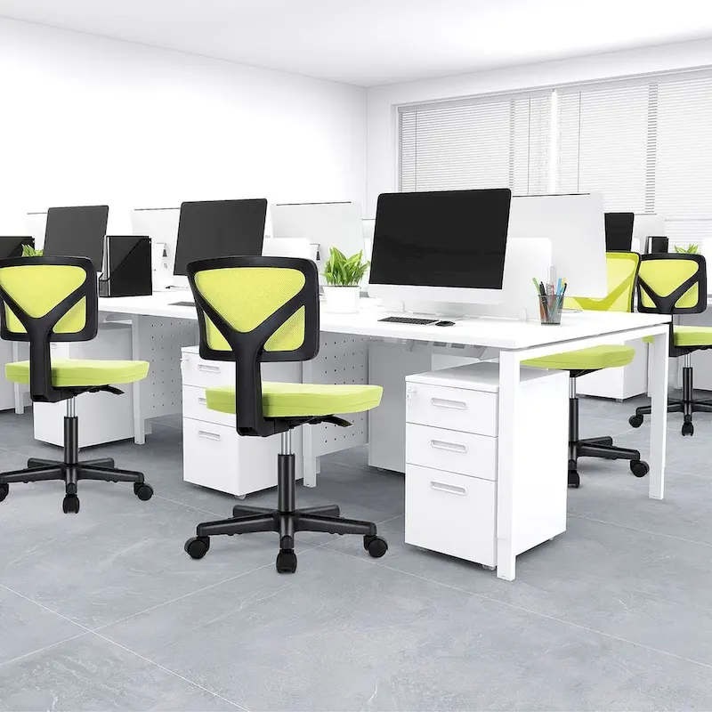 Armless Small Office Desk Chair with Back