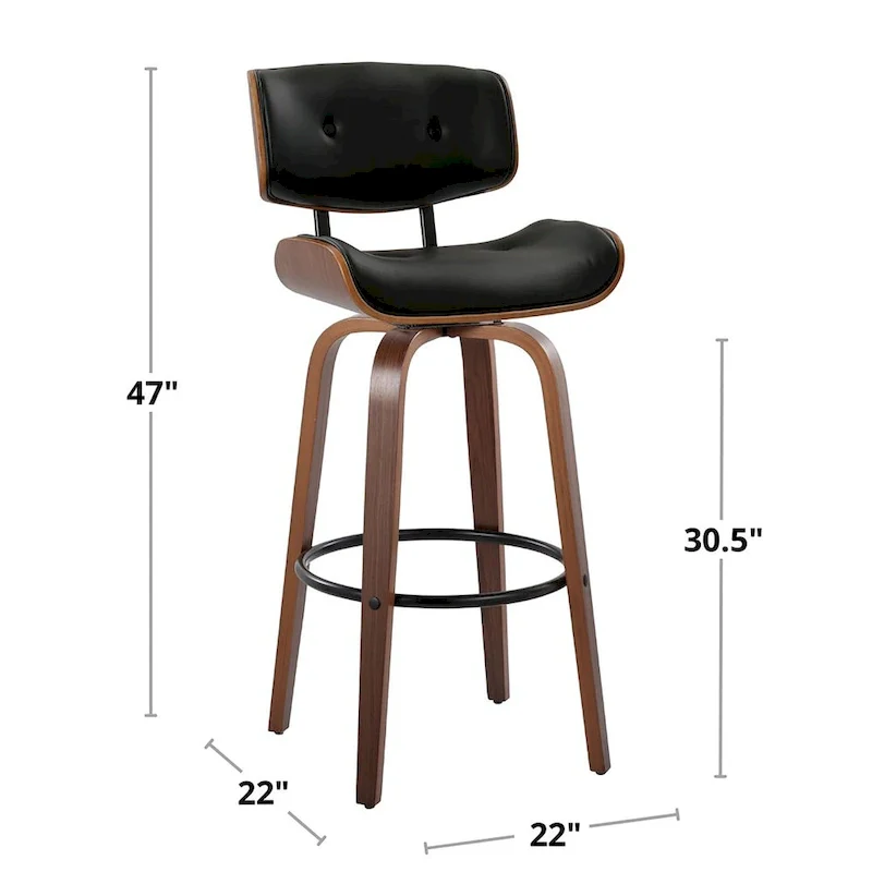 Carson Carrington Leksand 30 Fixed-Height Bar Stool with Bent Wood Legs (Set of 2)