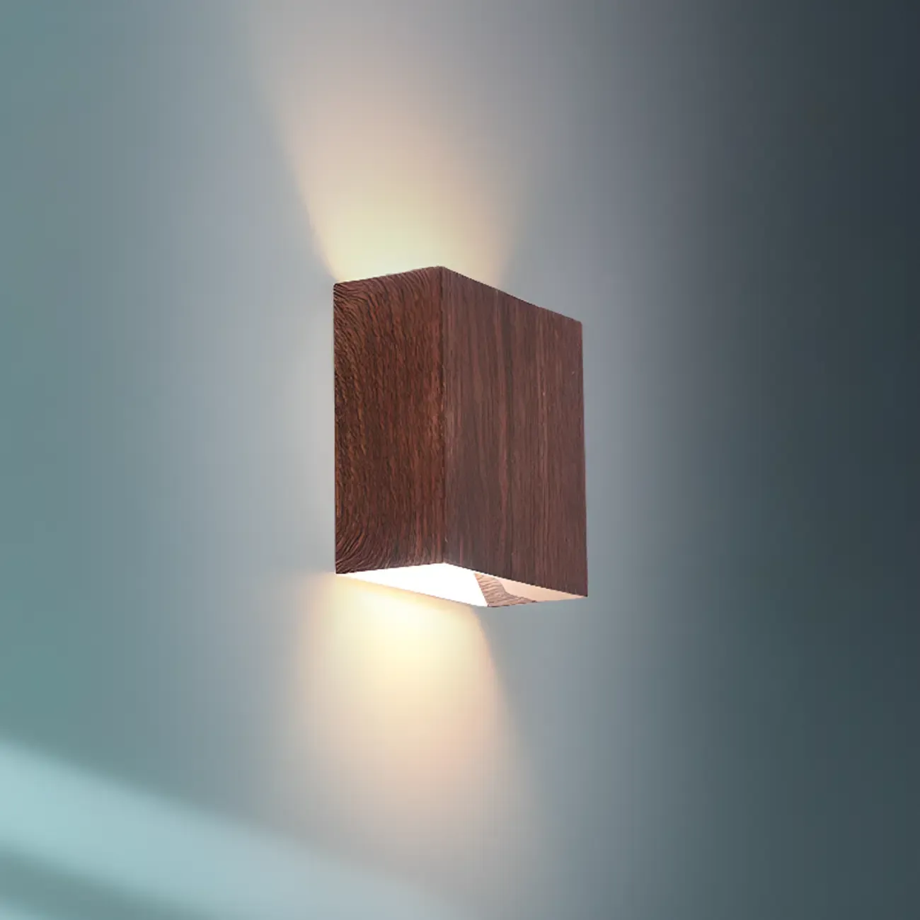 Walnut Geometric 2-Light LED Wall Sconce with Up & Down