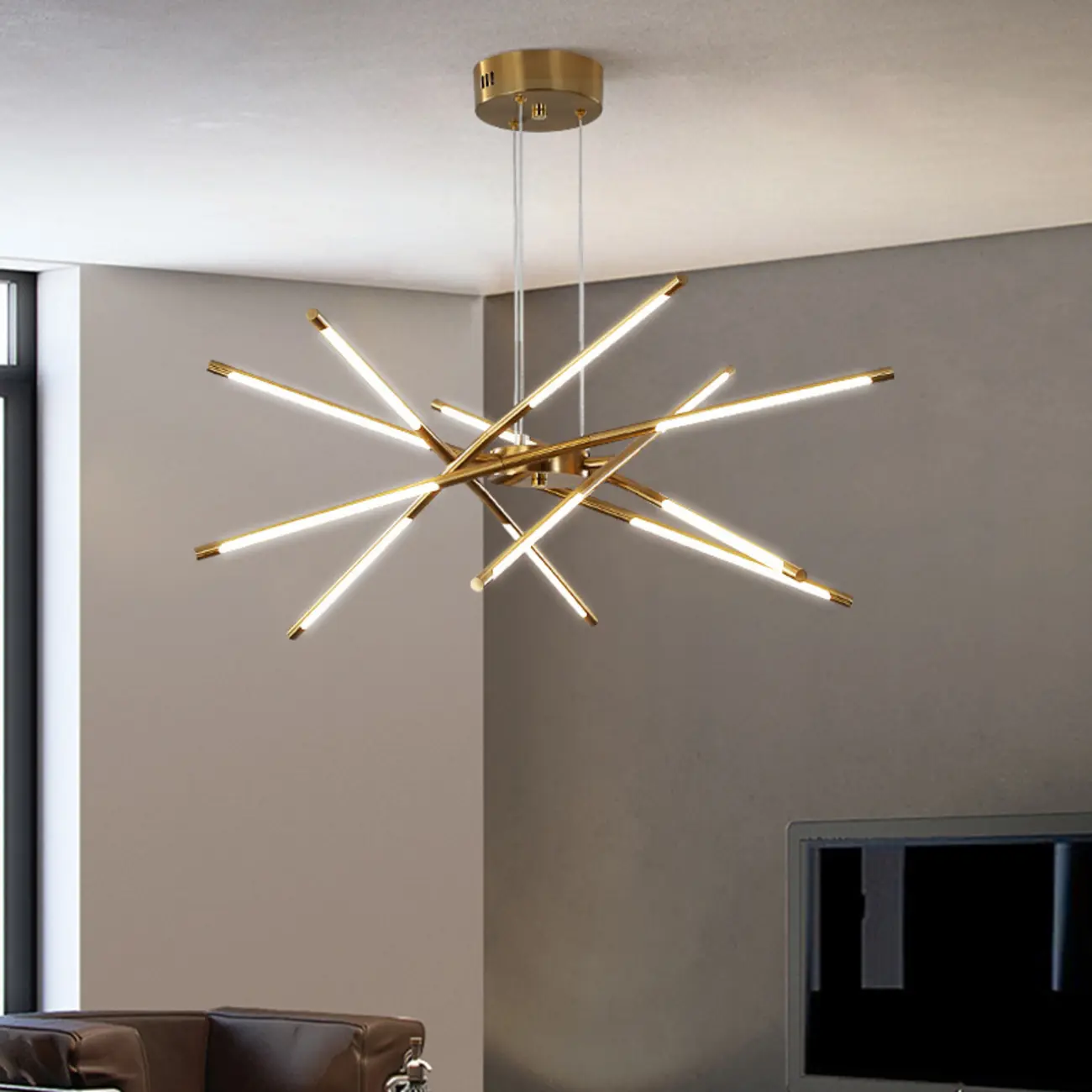 Modern LED Linear Chandelier with Adjustable Height