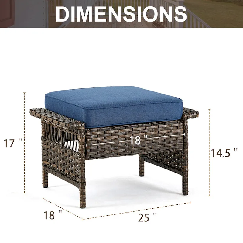 Gymojoy Patio Swivel Rocking Lounge Chair with Ottoman - Brown