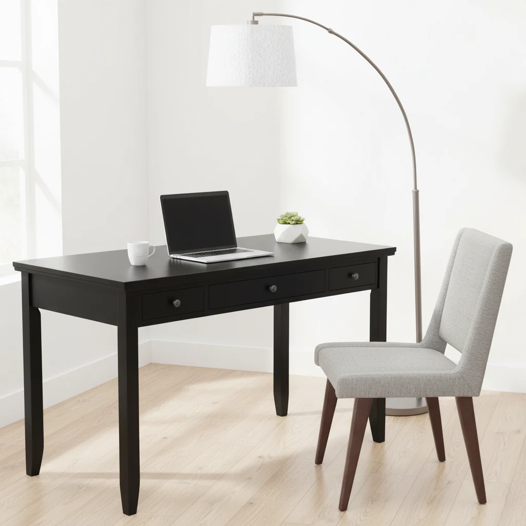 54-Inch Solid Wood Desk — Transitional Style (Hickory Brown)