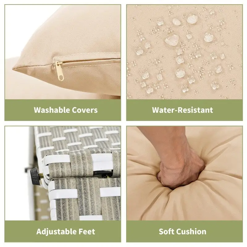 Round Patio Sectional Sofa Set  Two-Tone Rattan Daybed with Retractable Canopy & Modular Seating