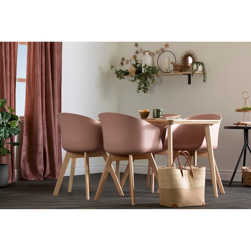 Set of 2 Dinning Chair with Beech Wood Legs