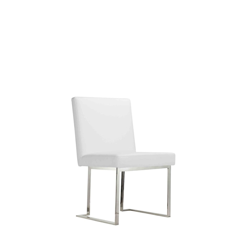 Boly 19 Inch Side Dining Chair Set of 2, Chrome Cantilever Steel Base White