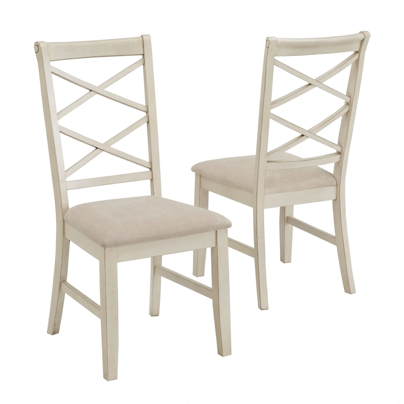 Eleanor Wood finish Double Cross Back Sand Fabric Dining Chair (Set of 2) by iNSPIRE Q Classic