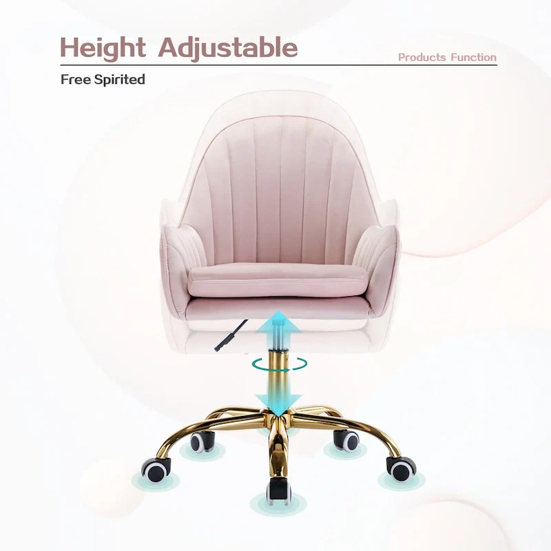 Cute Chair Office Chair with Side Arms and Gold Metal Base Adjustable Height