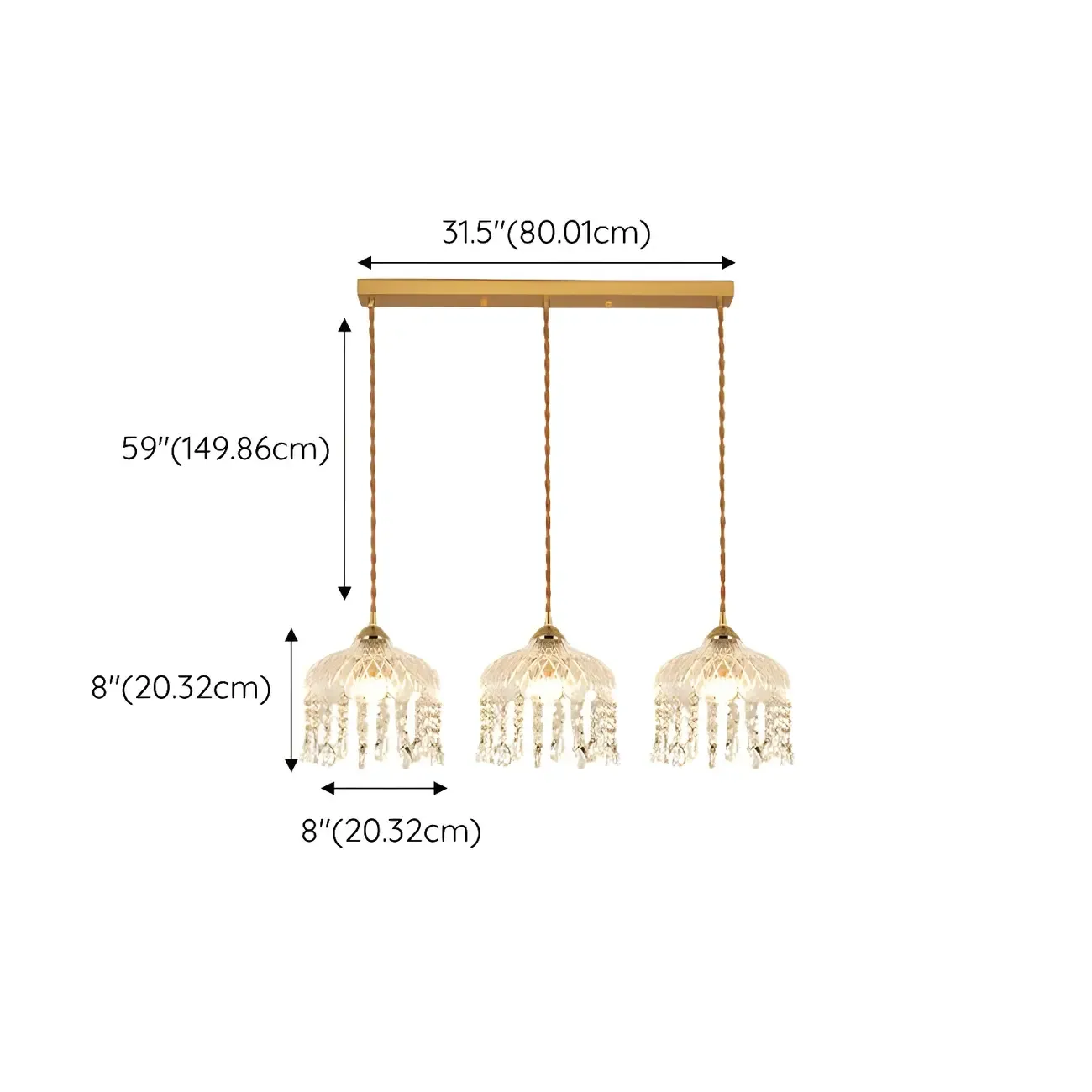 Elegant Glass-Crystal Gold Island Pendant Lights