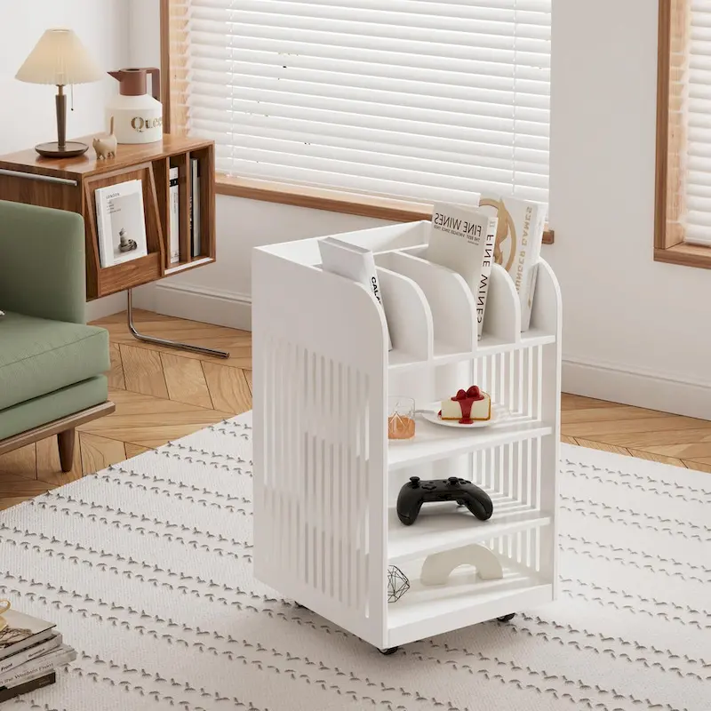 4-Tier Kitchen Island Cart with Spice Rack & Locking Casters