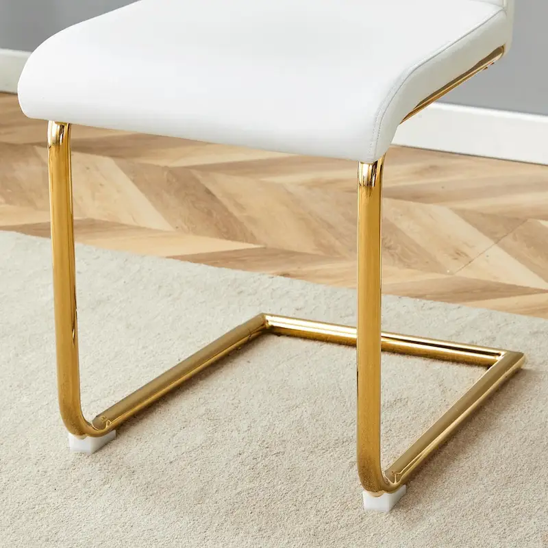 PU Dining Chair Set, Uniquely Designed Black Dining Chairs, Pu Material, Paired With Gold Metal Chair Legs (Set Of 4)