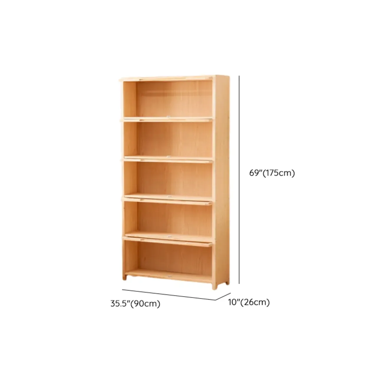 Solid Wood 5-Tier Display Open Shelving Unit Bookcase