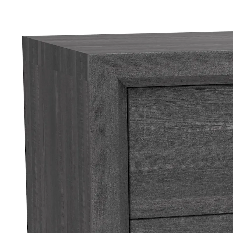 Contemporary Grey Solid Wood 2-Drawer Nightstand End Table
