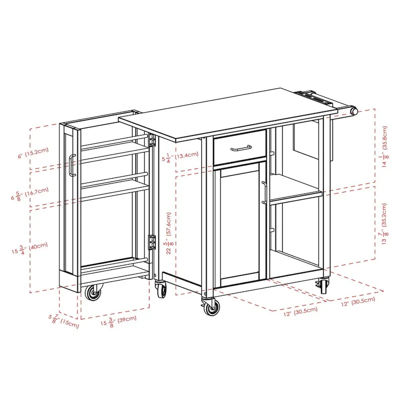 Douglas Utility Kitchen Cart, Natural - 42.52 x 18.98 x 35.63 inches